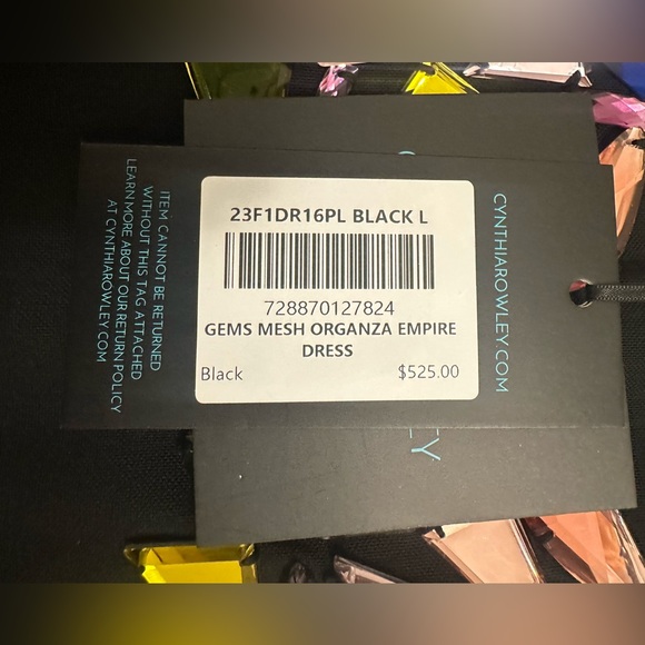 NWT Cynthia Rowley Gems Mesh Organza Empire Dress - Picture 3 of 13